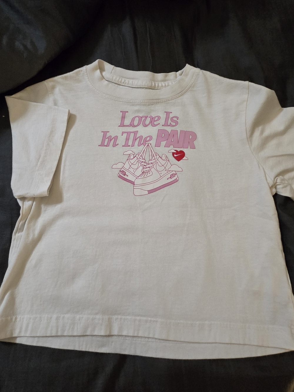 Nike White Tee with Pink Sneaker Graphic - Kids